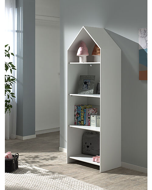 Jaxx Armadio Casami a Giorno - Bianco Laccato - 57,6 x 37 x 171,5 - con 4 Ripiani - MDF Armadi