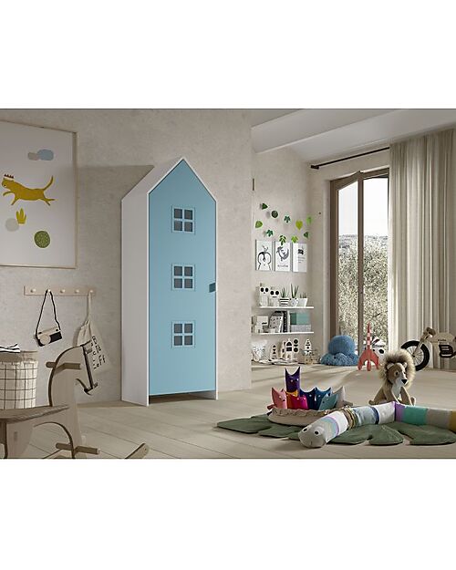 Jaxx Armadio Casami Bruges - Azzurro - 1 Anta - 57,6 x 37 x 171,5 - MDF Armadi