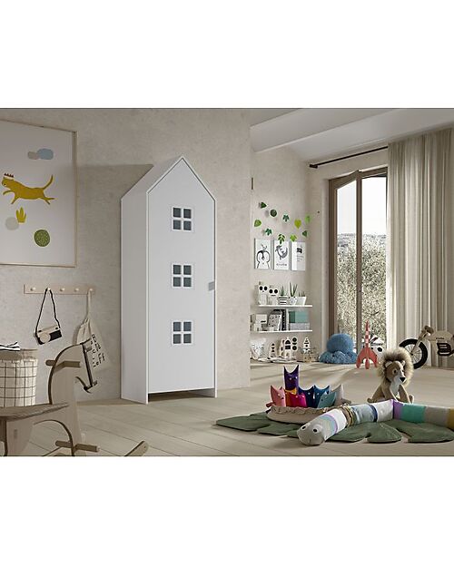 Jaxx Armadio Casami Bruges - Bianco Satinato - 1 Anta - 57,6 x 37 x 171,5 - MDF Armadi