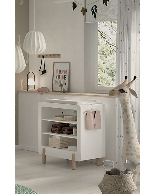 Jaxx Fasciatoio Smile - 3 Vani a Giorno - Bianco - 88 x 56,9 x 95,3 cm - Pino Massiccio e MDF Fasciatoi