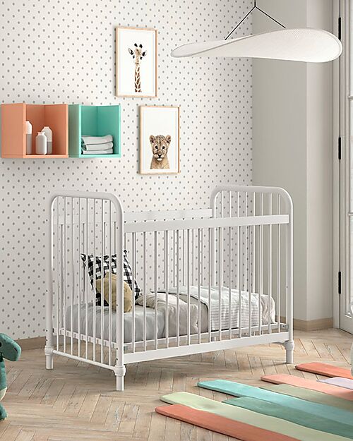 Jaxx Lettino Bronxx  - Bianco Opaco - 60 x 120 cm - Metallo - con Doghe Incluse Lettini con Sbarre