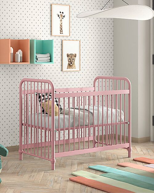 Jaxx Lettino Bronxx  - Rosa Opaco - 60 x 120 cm - Metallo - con Doghe Incluse Lettini con Sbarre