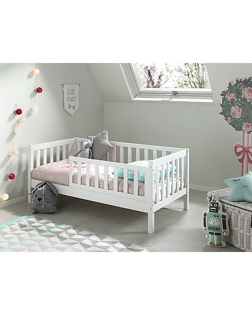 Jaxx Lettino Toddler in Legno - Bianco Laccato - 70 x 140 cm - con Sponde Extra Alta Letti Singoli