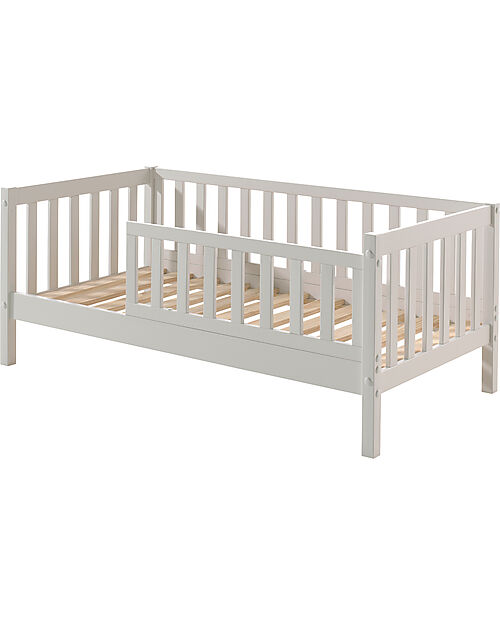 Jaxx Lettino Toddler in Legno - Bianco Laccato - 70 x 140 cm - con Sponde Extra Alta Letti Singoli
