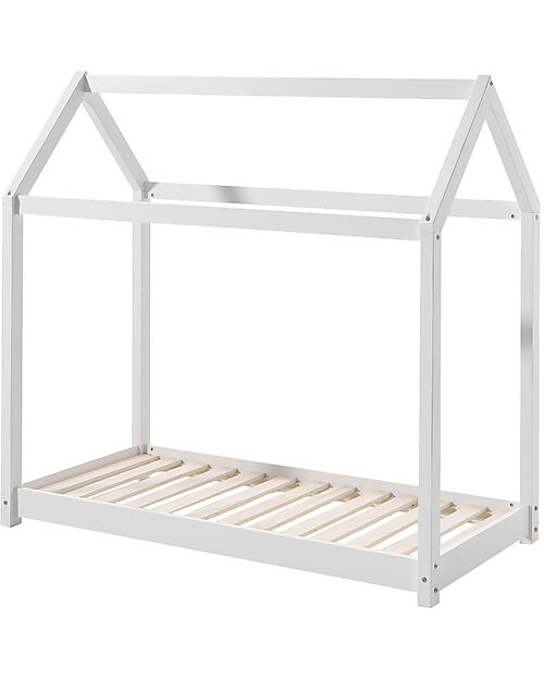 Jaxx Letto Montessori Cabane - Legno Massello di Pino - 70 x 140 cm - Doghe Incluse - Bianco Letti Montessoriani