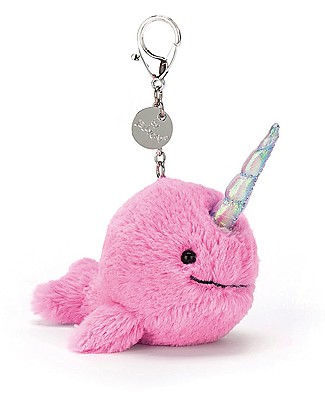 JellyCat Bag Charm Balena-Unicorno Seas The Day, Rosa Portachiavi