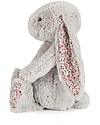 JellyCat Peluche Coniglietto Lunghe Orecchie con Fiori, Argento - 31 cm - Morbidissimo e dolce Peluche
