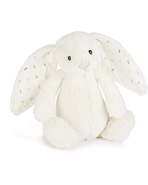 JellyCat Peluche Coniglietto Lunghe Orecchie Luccicanti, Bianco (Medium) - 31 cm - Morbidissimo e dolce Peluche