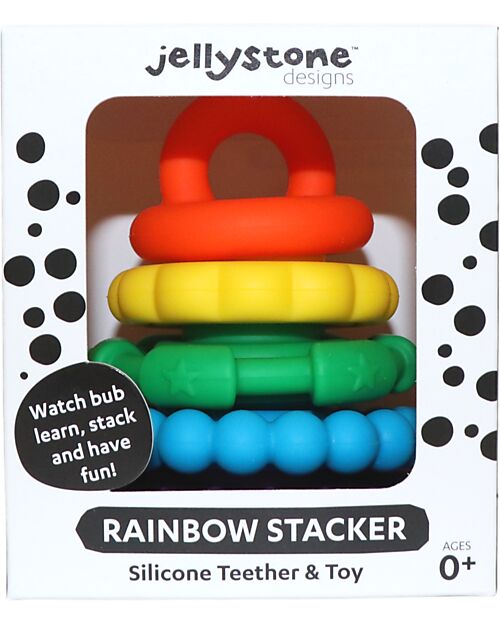 Jellystone Designs Gioco Impilabile e Massaggiagengive - Rainbow - Silicone Alimentare Giochi per Neonati_