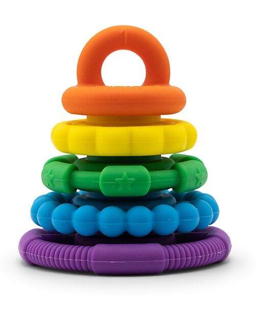 Jellystone Designs Gioco Impilabile e Massaggiagengive - Rainbow - Silicone Alimentare Giochi per Neonati_