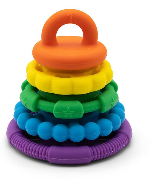 Jellystone Designs Gioco Impilabile e Massaggiagengive - Rainbow - Silicone Alimentare Giochi per Neonati_