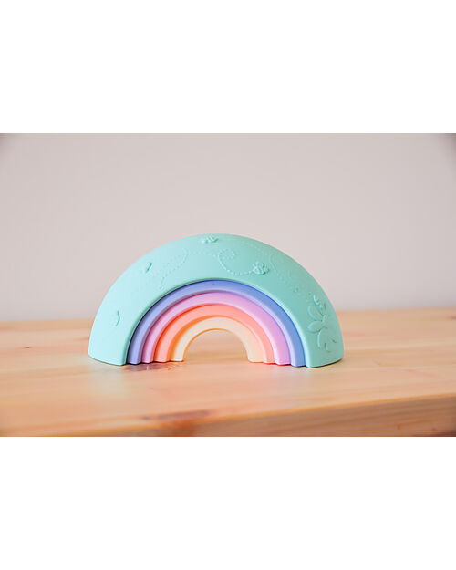 Jellystone Designs Gioco Impilabile - Over the Rainbow - Pastel - Silicone Alimentare Giochi Montessoriani