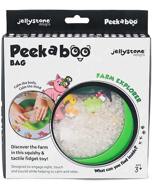 Jellystone Designs Gioco Sensoriale - Peekaboo Bag - Farm - Retro in Silicone Antiscivolo Giochi Sensoriali_