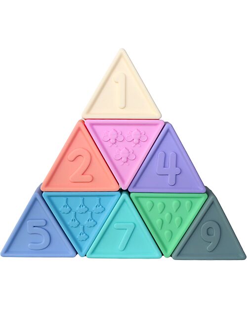 Jellystone Designs Set Gioco Triblox - 9 Tessere Triangolari - Rainbow Pastel - Silicone Giochi Montessoriani