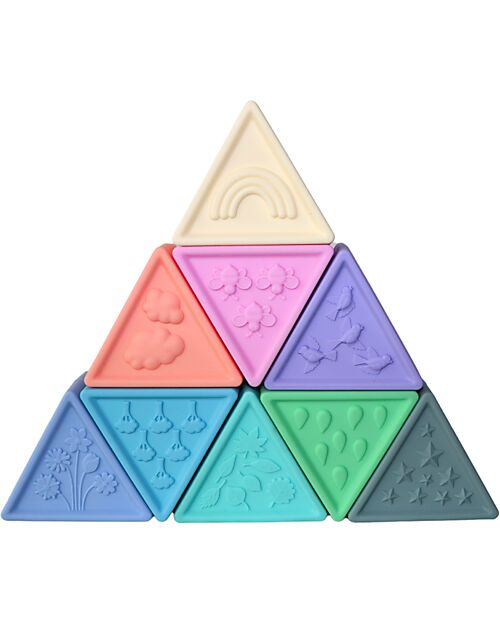 Jellystone Designs Set Gioco Triblox - 9 Tessere Triangolari - Rainbow Pastel - Silicone Giochi Montessoriani