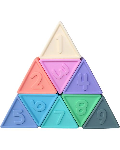 Jellystone Designs Set Gioco Triblox - 9 Tessere Triangolari - Rainbow Pastel - Silicone Giochi Montessoriani