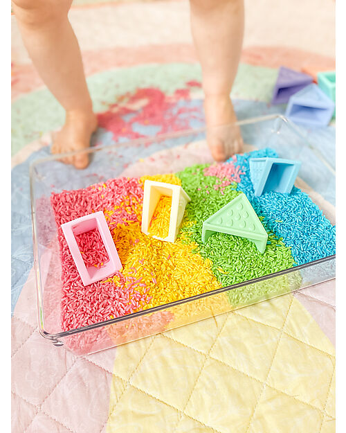 Jellystone Designs Set Gioco Triblox - 9 Tessere Triangolari - Rainbow Pastel - Silicone Giochi Montessoriani
