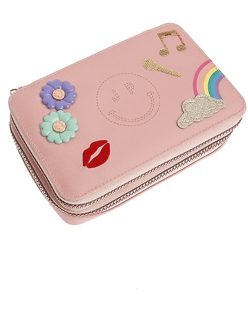 Jeune Premier Astuccio con Elastici e Doppia Zip - Lady Gadget Rosa - Completo di tutto l'occorrente! Astucci per la Scuola