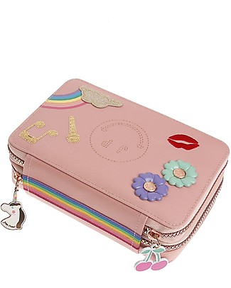 Jeune Premier Astuccio con Elastici e Doppia Zip - Lady Gadget Rosa - Completo di tutto l'occorrente! Astucci