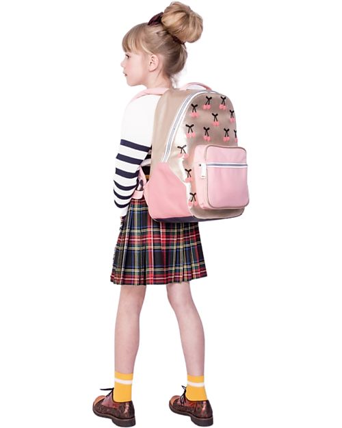 Jeune Premier Zaino Bobbie - Cherry Pompon - Rosa/Oro - Dettagli in Ecopelle Zaini Scuola