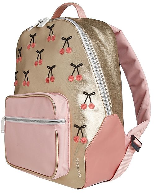 Jeune Premier Zaino Bobbie - Cherry Pompon - Rosa/Oro - Dettagli in Ecopelle Zaini Scuola