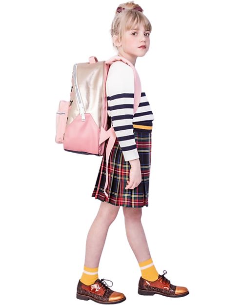 Jeune Premier Zaino Bobbie - Cherry Pompon - Rosa/Oro - Dettagli in Ecopelle Zaini Scuola