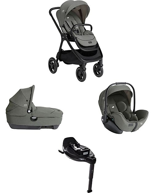Joie Trio Finiti - Passeggino + Navicella Calmi R129 + Ovetto I-Level Pro + Base Encore - Evergreen Passeggini Trio e Duo