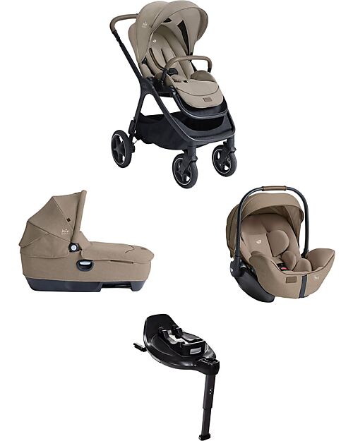 Joie Trio Finiti - Passeggino + Navicella Calmi R129 + Ovetto I-Level Pro + Base Encore - Sandstone Passeggini Trio e Duo