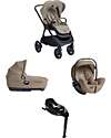 Joie Trio Finiti - Passeggino + Navicella Calmi R129 + Ovetto I-Level Pro + Base Encore - Sandstone Passeggini Trio e Duo