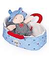JoliJou Bambola Mathis  con Culla Morbida - 20cm - Marino Blu Bambole