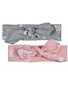 Jollein Baby Fascia per Capelli con Fiocco Polipo, Pacco da 2 (Rosa/Grigio) - 100% cotone biologico Accessori per Capelli