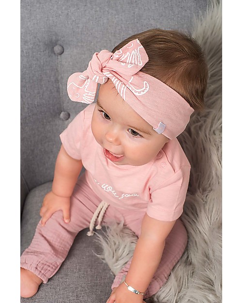 Jollein Baby Fascia per Capelli con Fiocco Polipo, Pacco da 2 (Rosa/Grigio) - 100% cotone biologico Accessori per Capelli