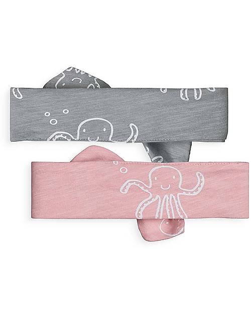 Jollein Baby Fascia per Capelli con Fiocco Polipo, Pacco da 2 (Rosa/Grigio) - 100% cotone biologico Accessori per Capelli