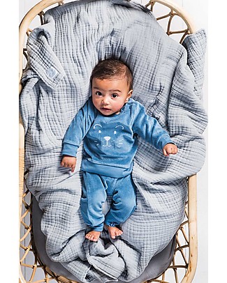 Jollein Baby Pantaloni Lunghi in Ciniglia, Azzurro - Cotone Biologico Pantaloni Lunghi