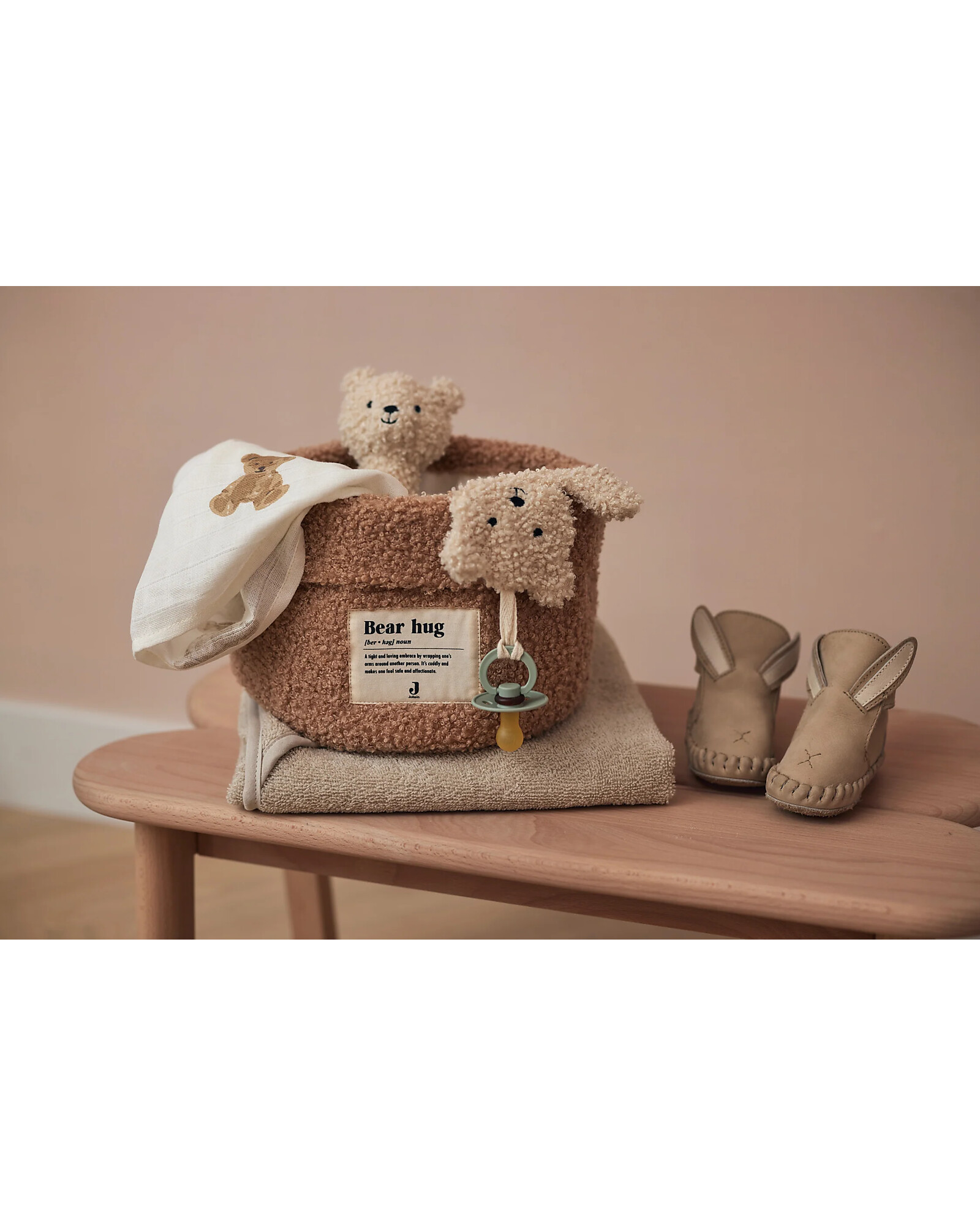 Jollein Cestino Portaoggetti - 18x14cm - Teddy - Biscotto unisex (bambini)