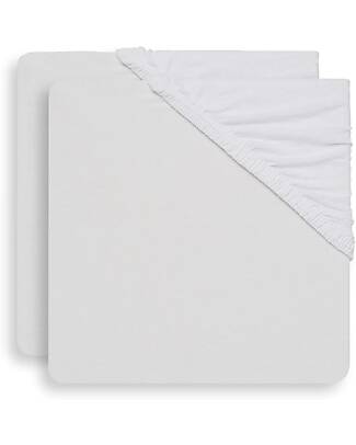 Jollein Lenzuolo con Angoli 60x120cm - 100% Cotone Jersey - Bianco - 2 Pezzi! Lenzuola e Federe