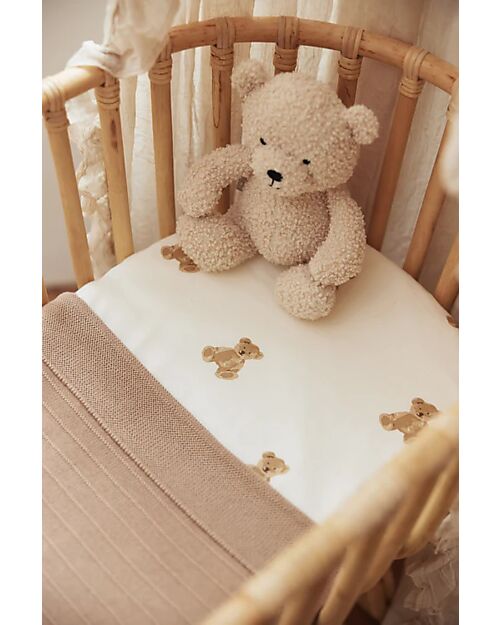 Jollein Lenzuolo Con Angoli - Per Culla - 40x80/90 cm- Jersey - Orsetto Biancheria Culla
