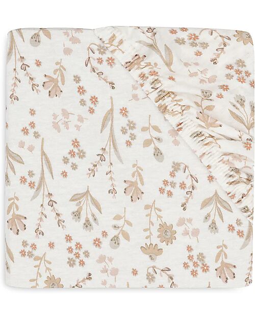 Jollein Lenzuolo con Angoli per Lettino - 60x120cm - Bloomy - Cotone Lenzuola e Federe