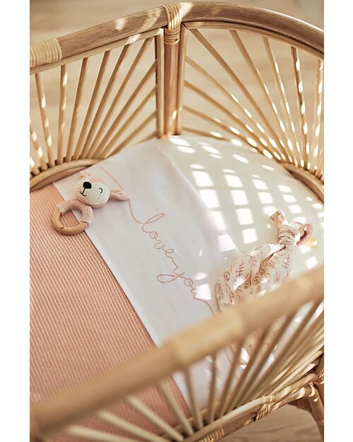 Jollein Lenzuolo per Lettino - 100% Cotone - Love You - 120x150cm - Rosa Antico Lenzuola e Federe