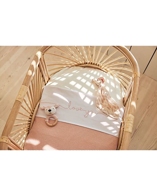 Jollein Lenzuolo per Lettino - 100% Cotone - Love You - 120x150cm - Rosa Antico Lenzuola e Federe