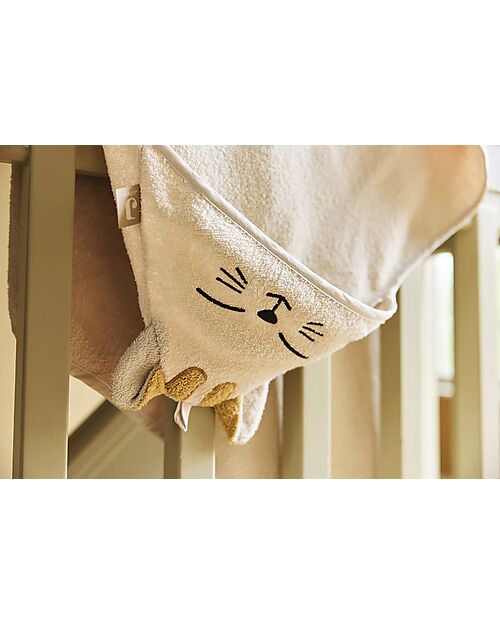 Jollein Mantellina da Bagno in Spugna - Con Cappuccio - 75x75cm - Charlie - Gattino Accappatoi e Asciugamani