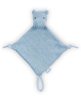 Jollein Pezza con Peluche Ippopotamo - 17x17 cm - Azzurro Peluche