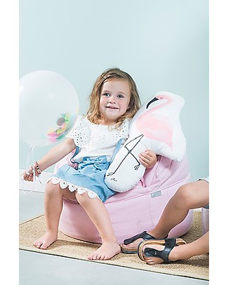 Jollein Poltrona Beanbag Bimbi Rotonda, Rosa Antico - 50x43 cm Cuscini Arredo
