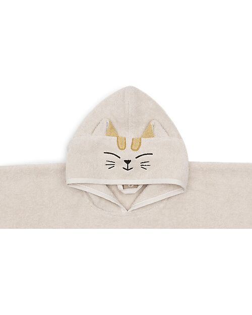 Jollein Poncho da Bagno in Spugna - Charlie il Gatto - Sabbia - 65x62 cm Accappatoi e Asciugamani