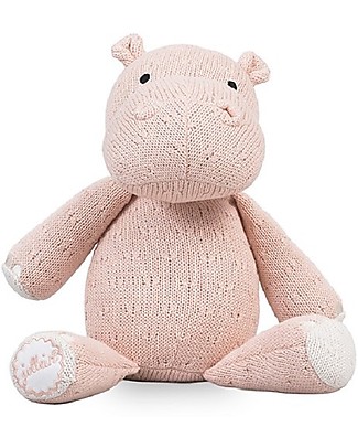 Jollein Pupazzo Ippopotamo con Lavorazione a Maglia, Pesca - Morbidissimo e sicuro per i neonati Peluche