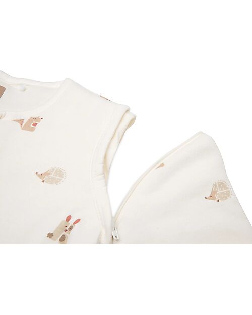Jollein Sacco Nanna Neonato con Maniche Rimovibili - 90cm - Animal Friends - TOG 2.5/3.5 Swaddle di Mussola