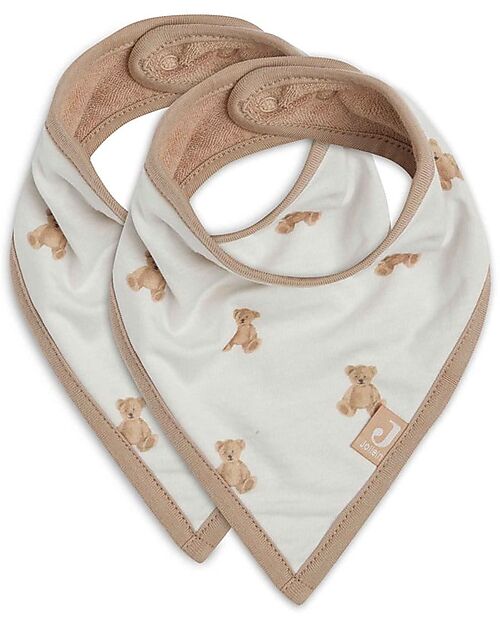 Jollein Set 2 Bavaglini Bandana - Teddy Bear - Certificazione GOTS Bavagli a Bandana
