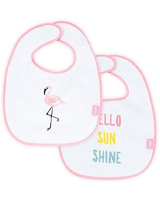 Jollein Set 2 Bavaglini Impermeabili con Velcro, Fenicottero Bavagli Impermeabili