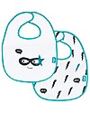 Jollein Set 2 Bavaglini Impermeabili con Velcro, Supereroi Bavagli Impermeabili con Tasca