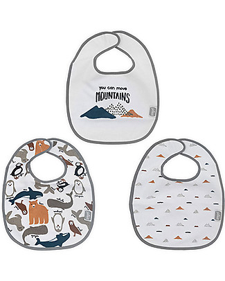 Jollein Set 3 Bavaglini Impermeabili con Velcro, Polar Bavagli Classici